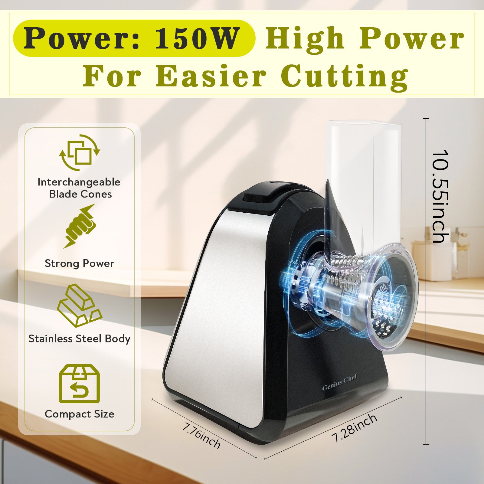 Genius Chef 5 in 1 Electric Cheese Grater Salad Shooter Maker