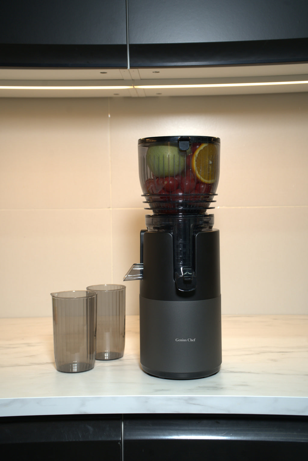 Genius Chef 6 Inch Feed Chute Cold Press Juicer for Whole Vegetables & Fruits