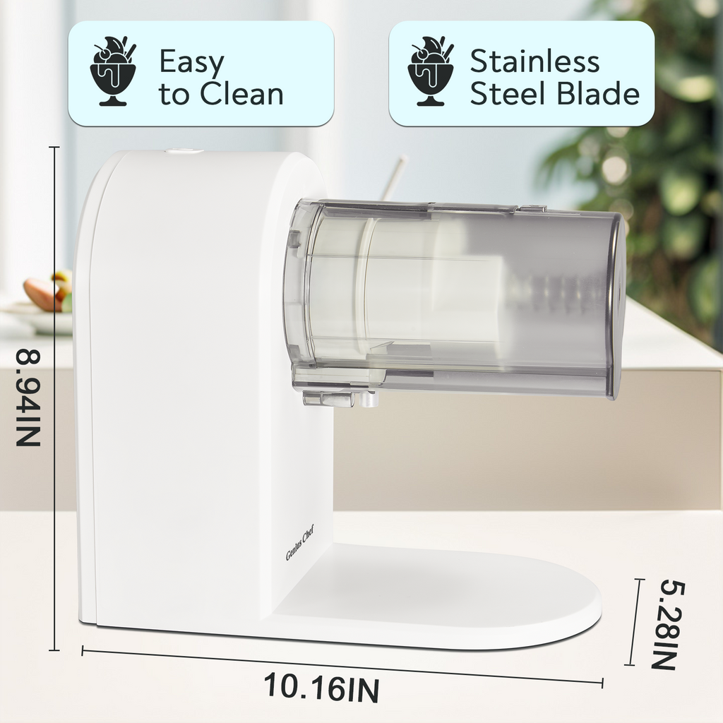 Genius Chef Snow Cone Shaved Ice Machine Electric Ice Shaver Machine with 2 Usable Plastic Ice Mold