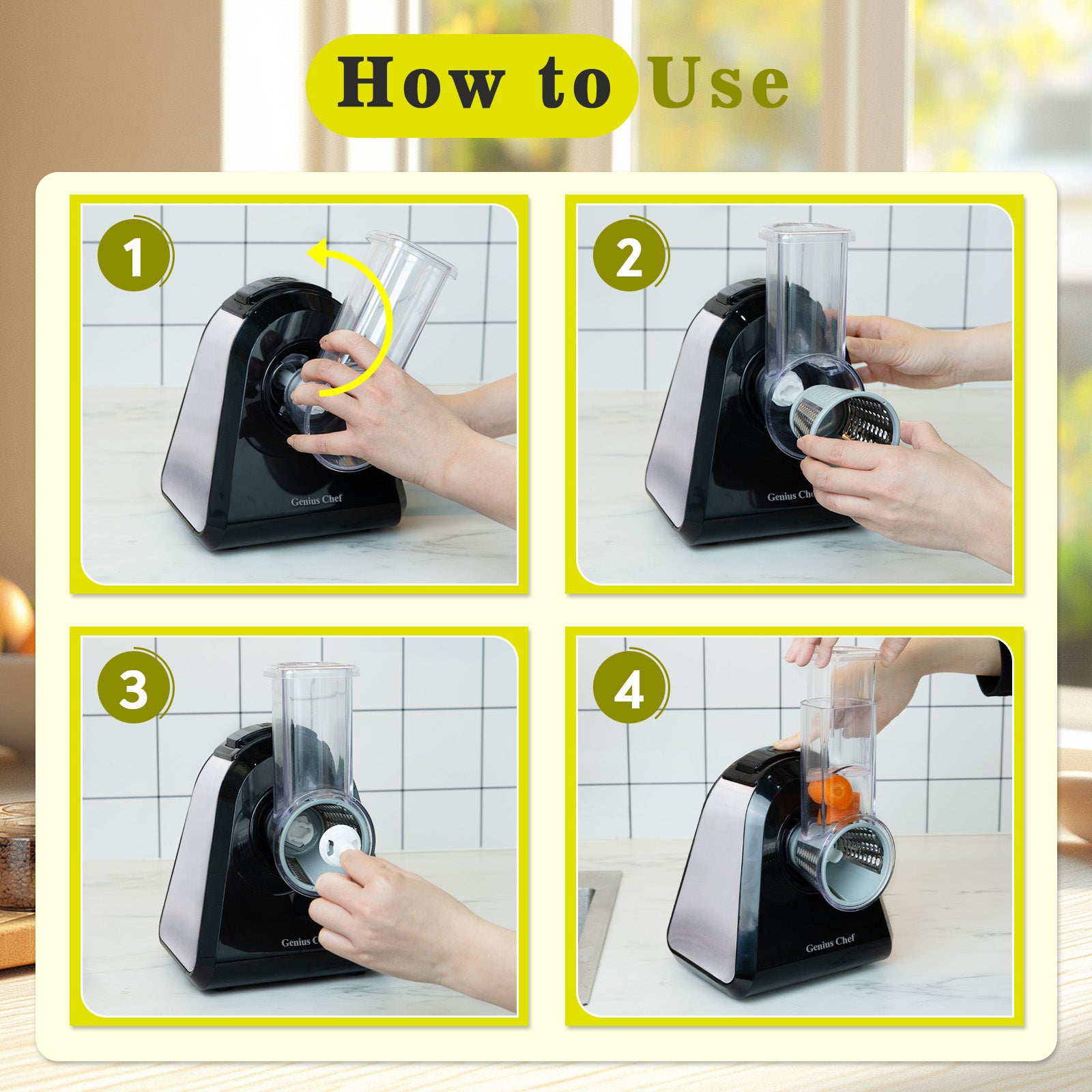 Genius Chef 5 in 1 Electric Cheese Grater Salad Shooter Maker