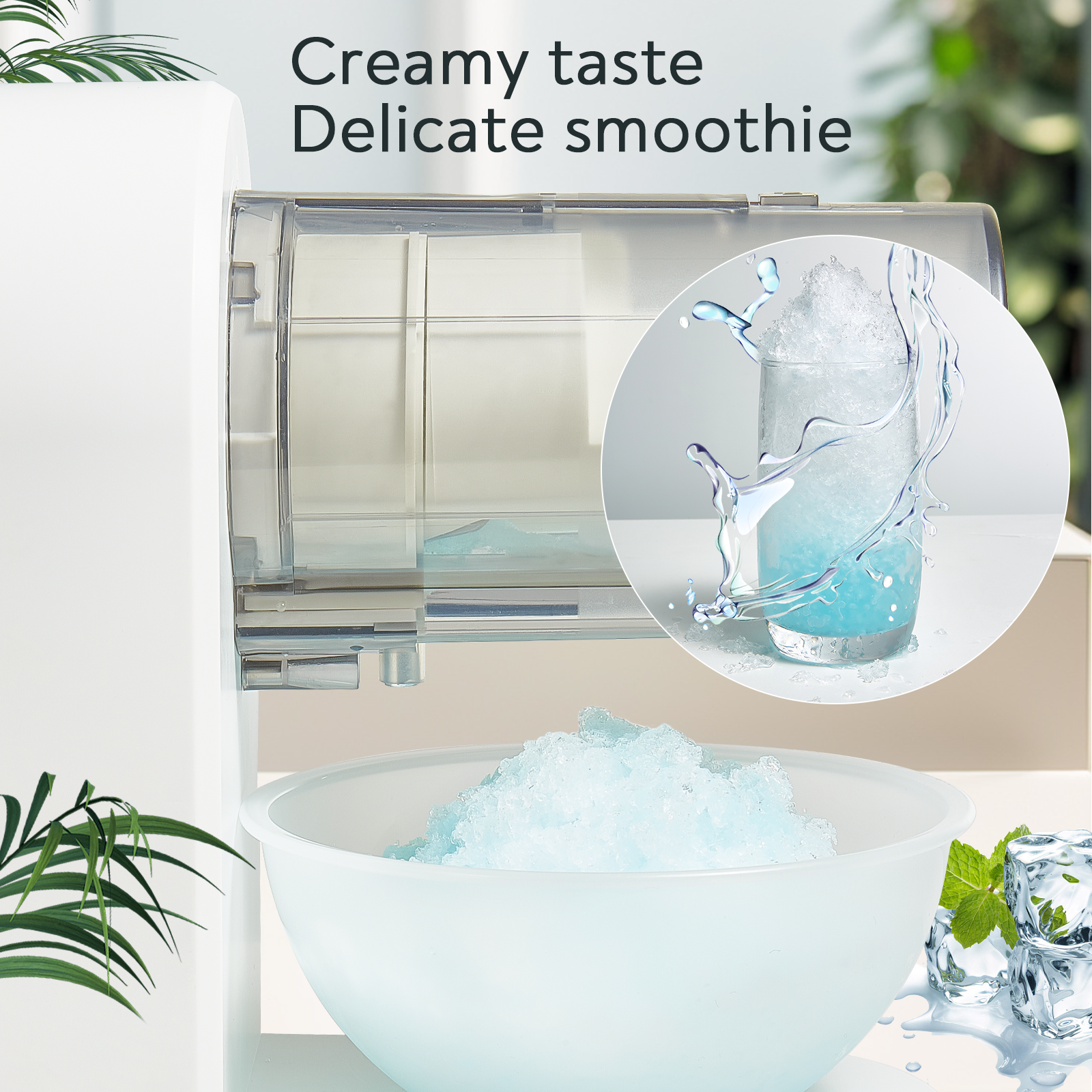 Genius Chef Snow Cone Shaved Ice Machine Electric Ice Shaver Machine with 2 Usable Plastic Ice Mold