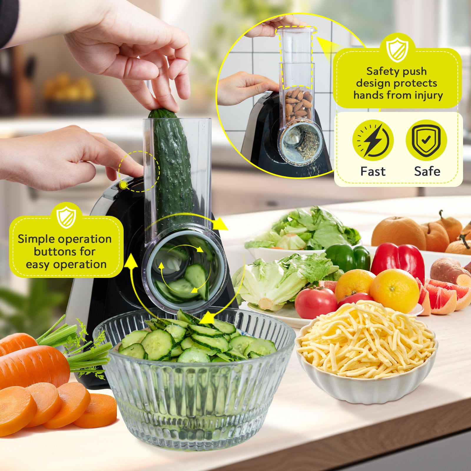 Genius Chef 5 in 1 Electric Cheese Grater Salad Shooter Maker