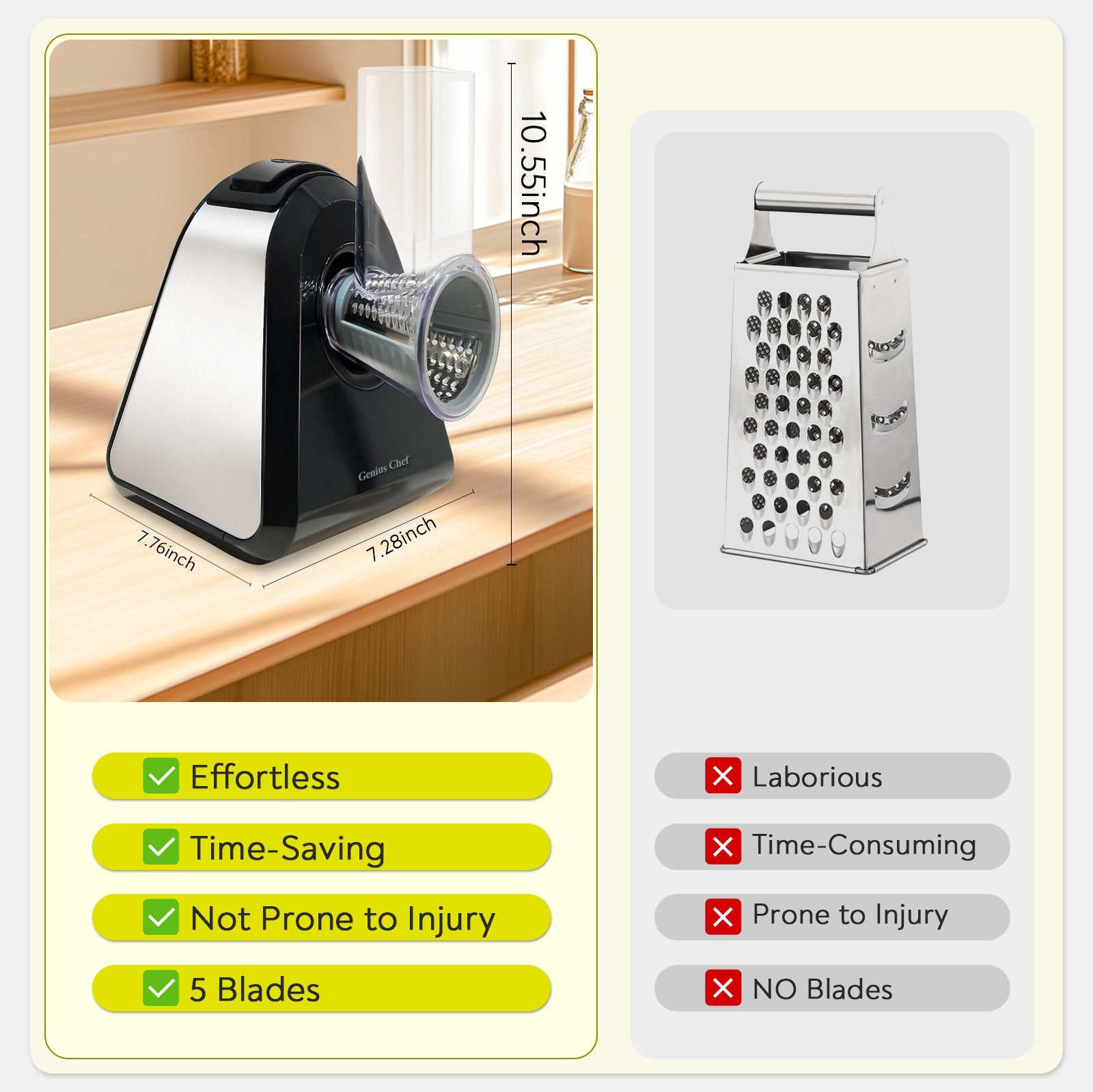 Genius Chef 5 in 1 Electric Cheese Grater Salad Shooter Maker