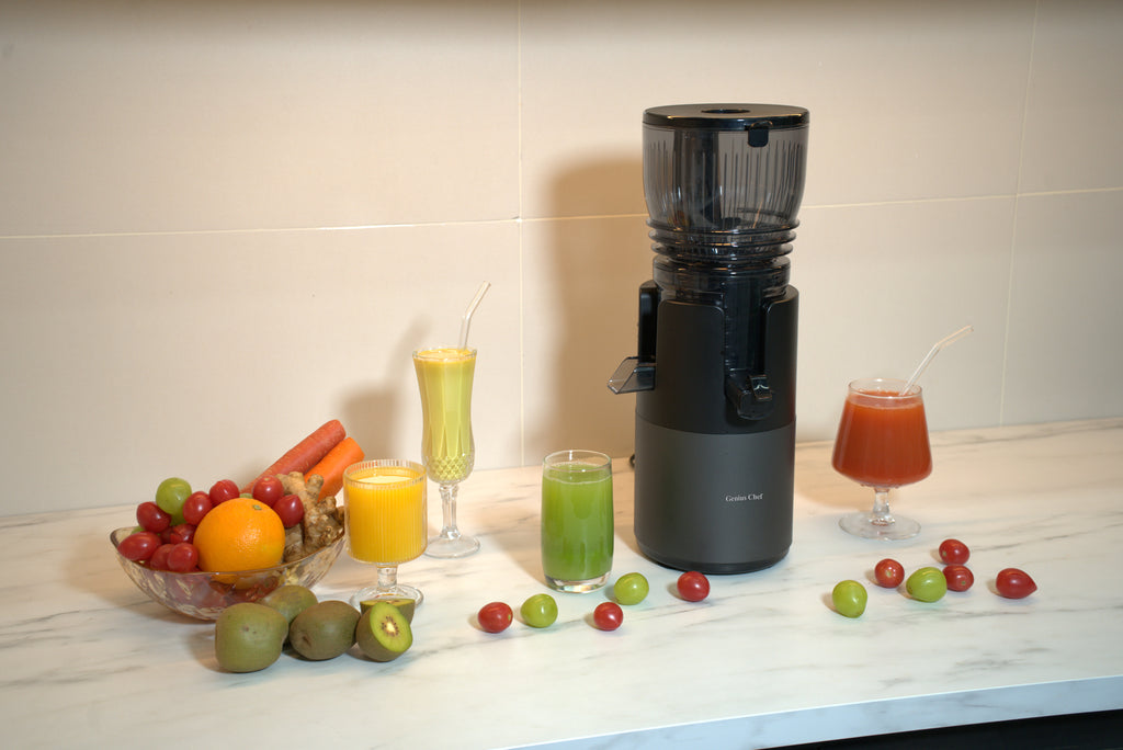 Genius Chef 6 Inch Feed Chute Cold Press Juicer for Whole Vegetables & Fruits