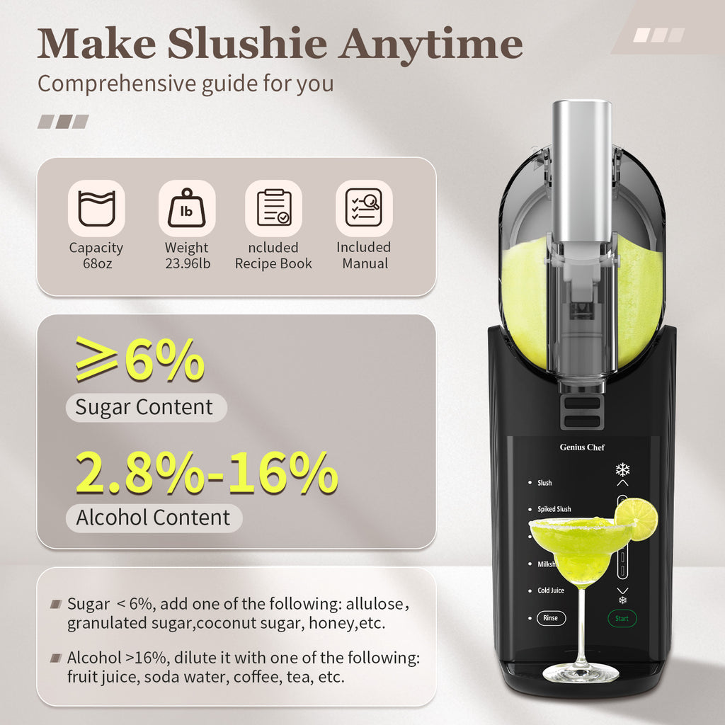 Genius Chef Slushy Machine for Home 6 Preset Programs Slushie Machine No Ice