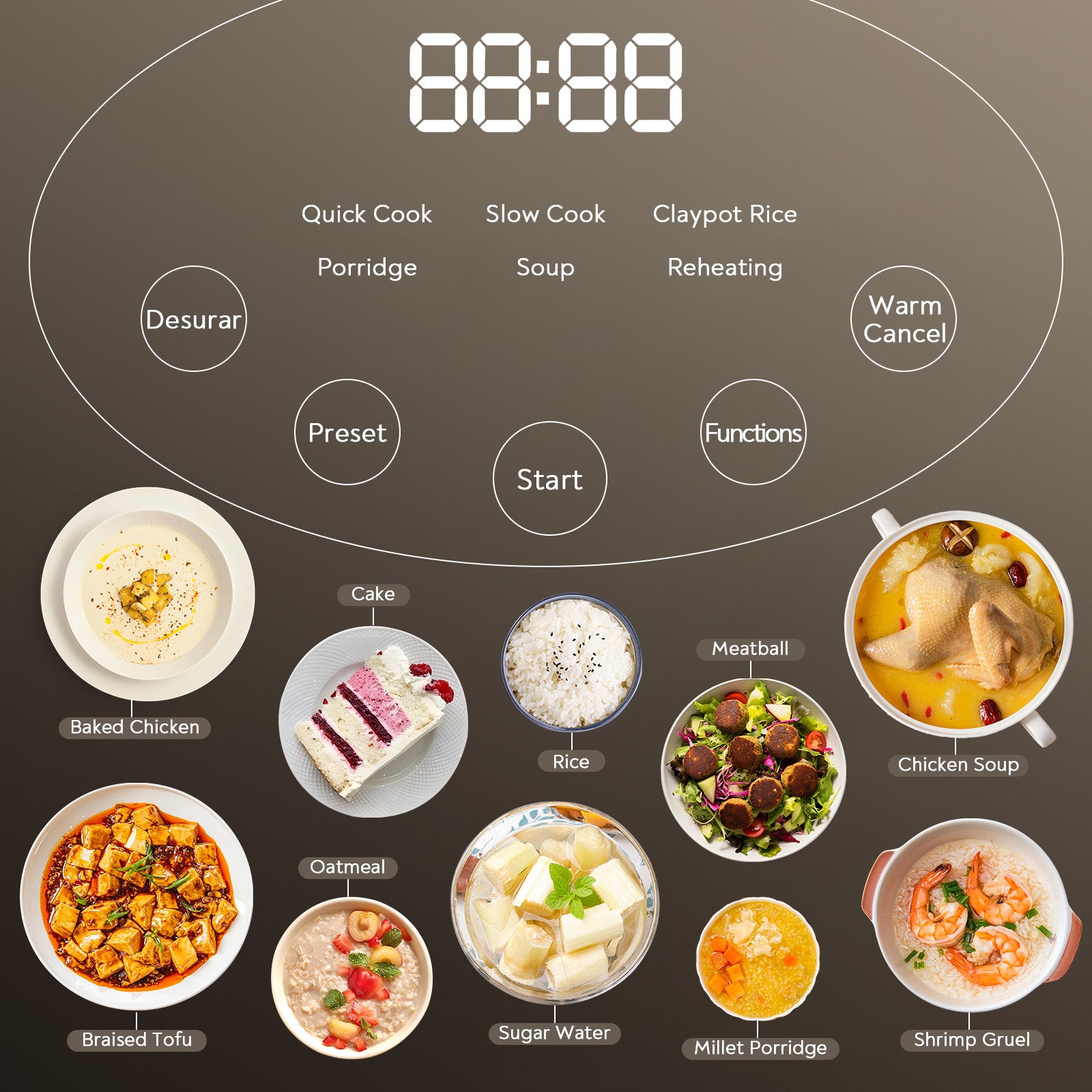 Genius Chef Carb Sugar Rice Cooker 2 Cups Uncooked and 4 Cups of Regular Cooking