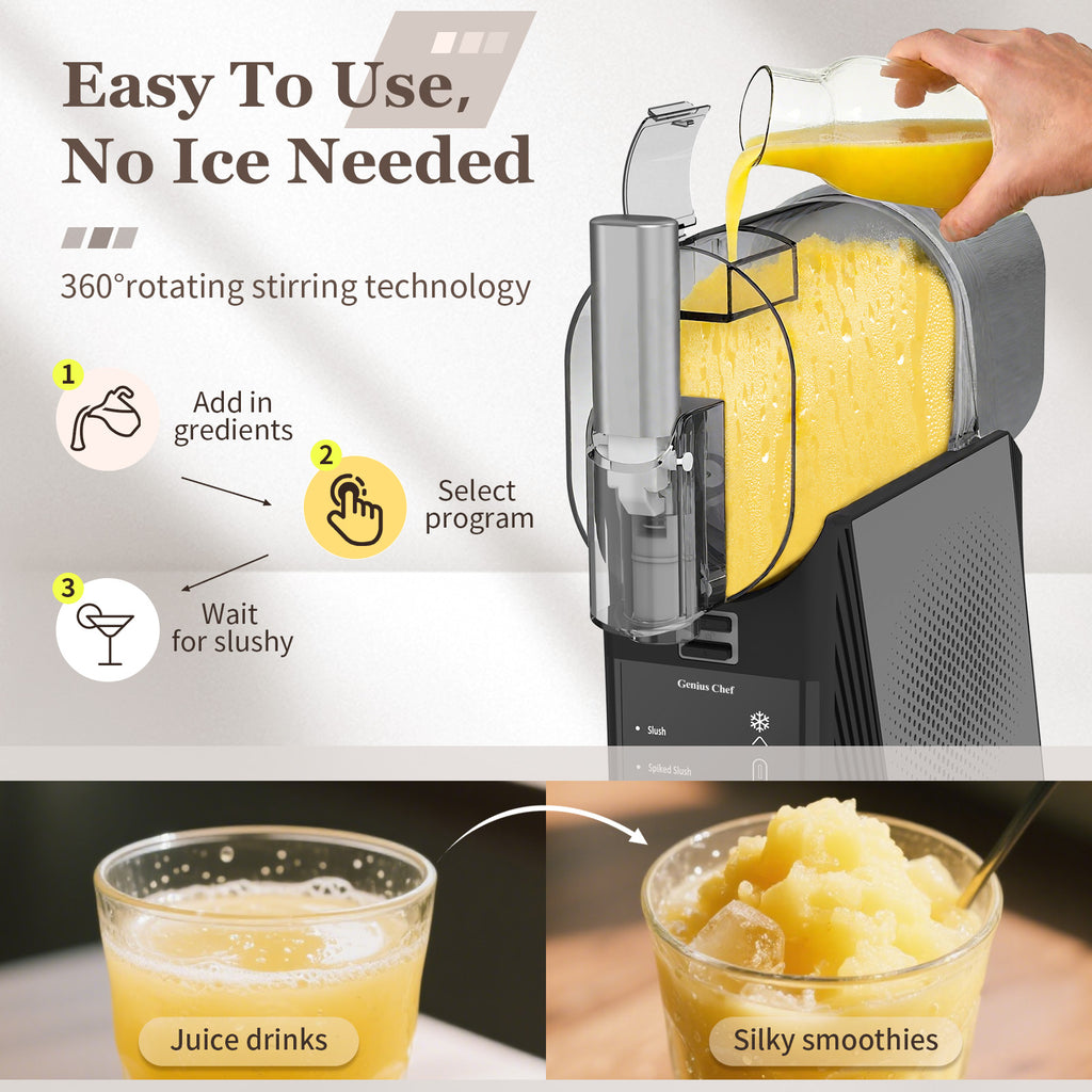 Genius Chef Slushy Machine for Home 6 Preset Programs Slushie Machine No Ice