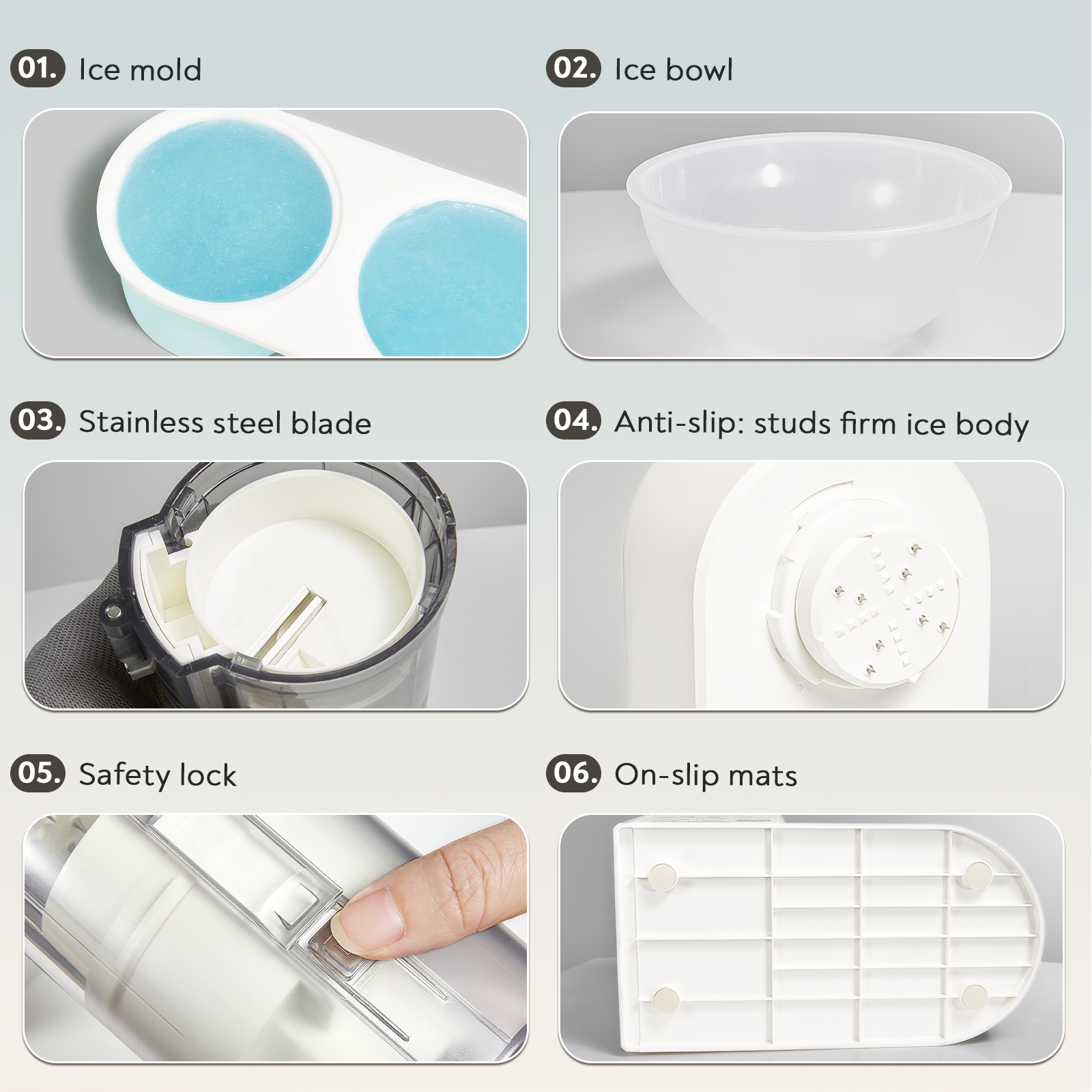 Genius Chef Snow Cone Shaved Ice Machine Electric Ice Shaver Machine with 2 Usable Plastic Ice Mold