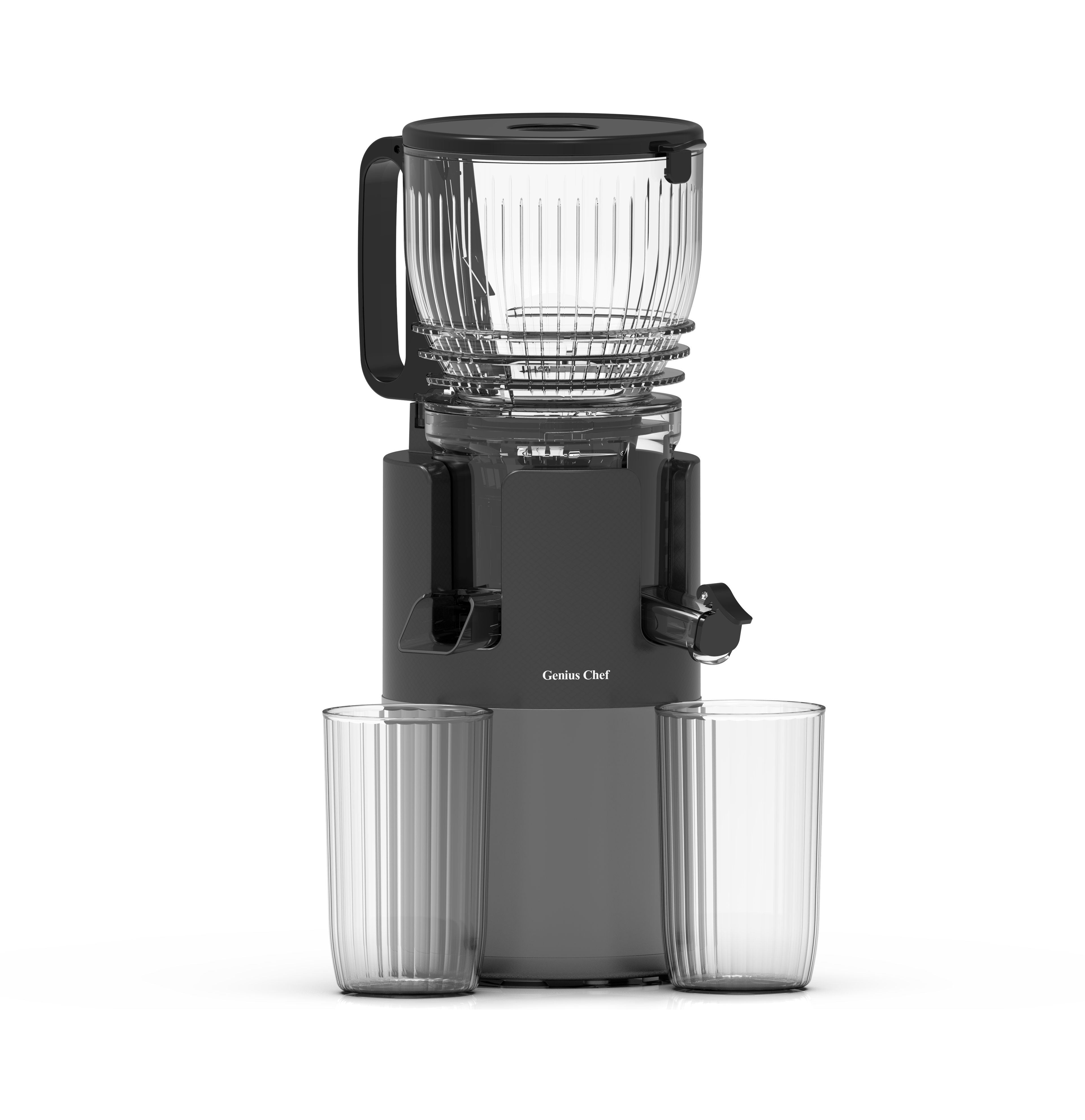 Genius Chef 6 Inch Feed Chute Cold Press Juicer for Whole Vegetables & Fruits