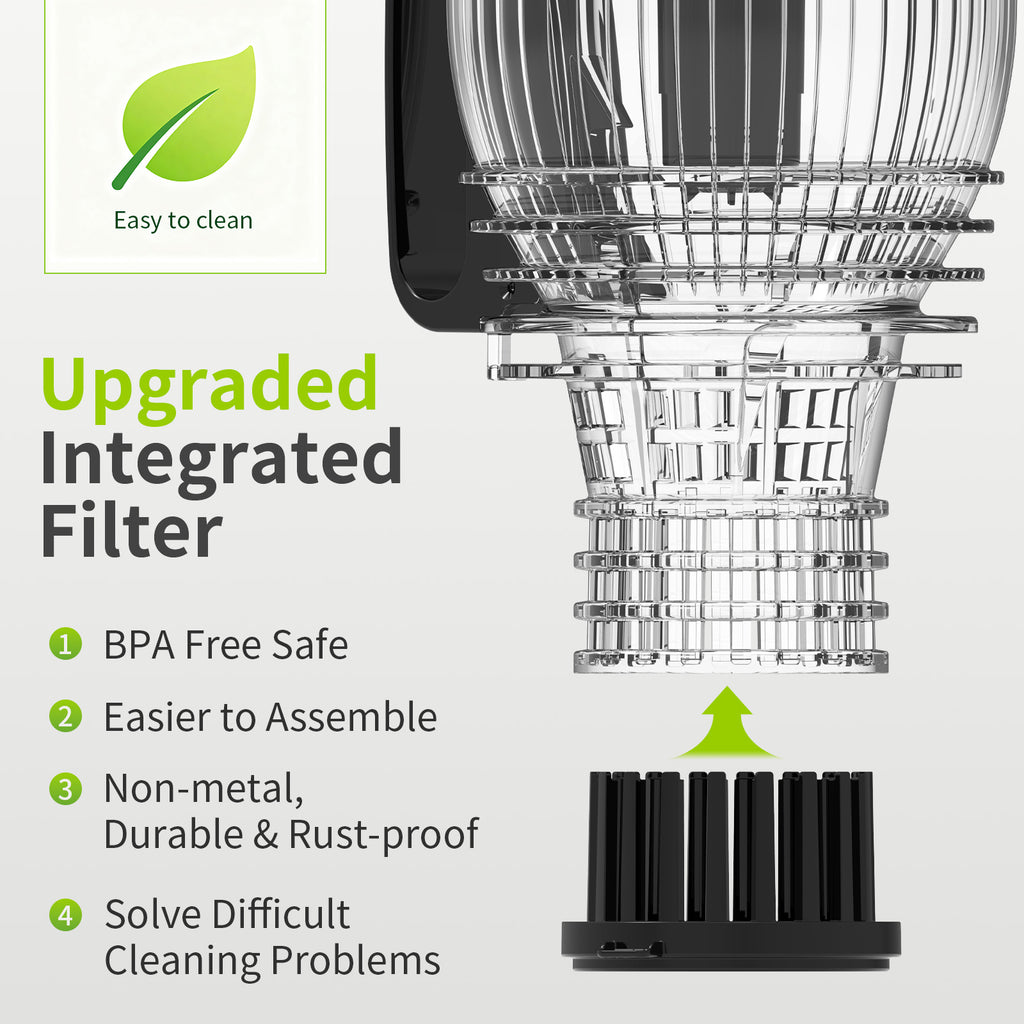 Genius Chef 6 Inch Feed Chute Cold Press Juicer for Whole Vegetables & Fruits