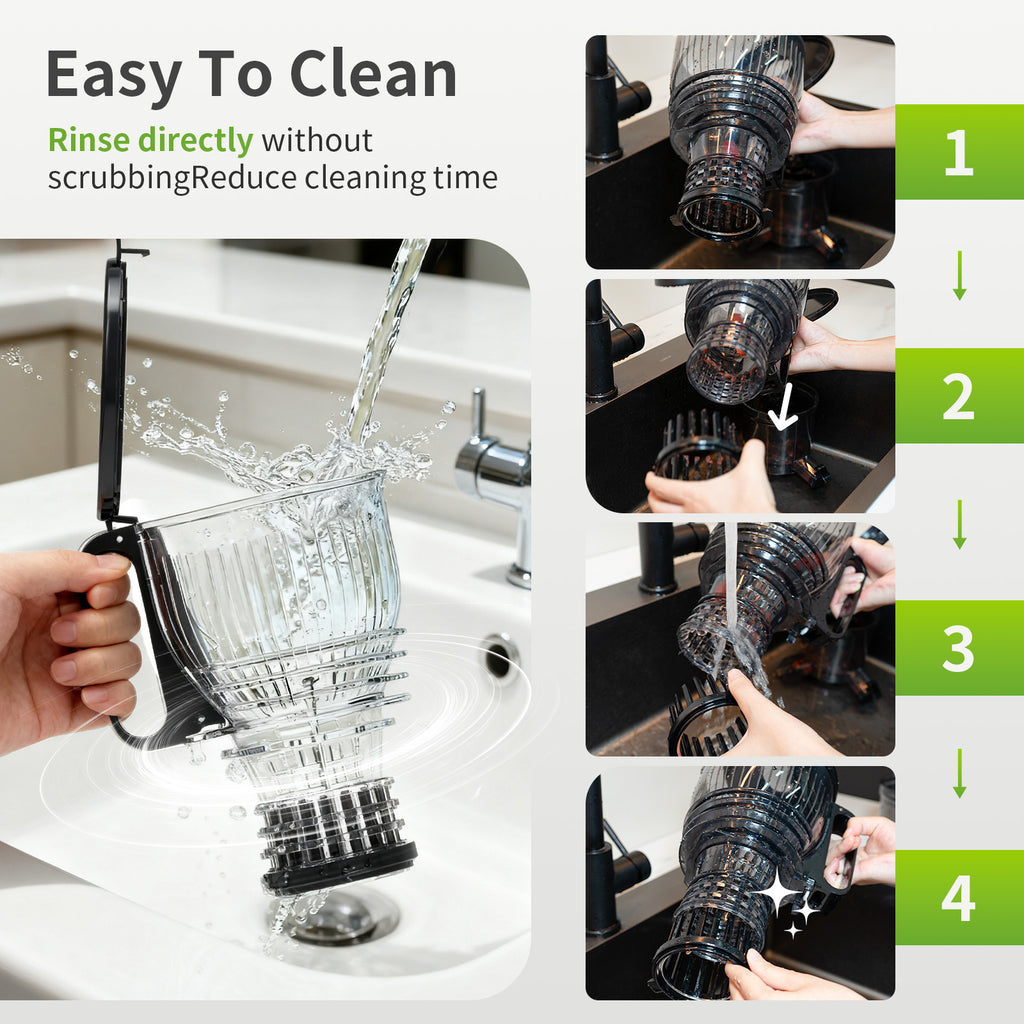 Genius Chef 6 Inch Feed Chute Cold Press Juicer for Whole Vegetables & Fruits