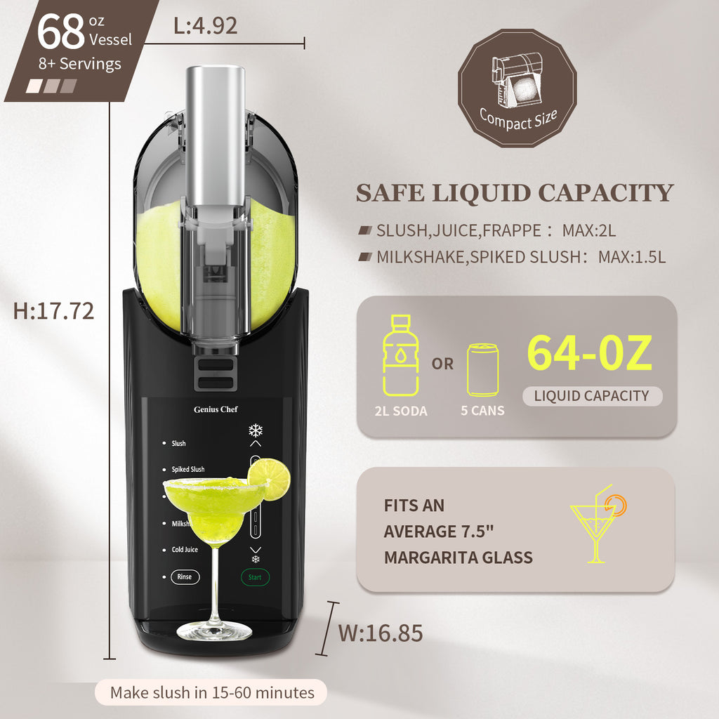 Genius Chef Slushy Machine for Home 6 Preset Programs Slushie Machine No Ice