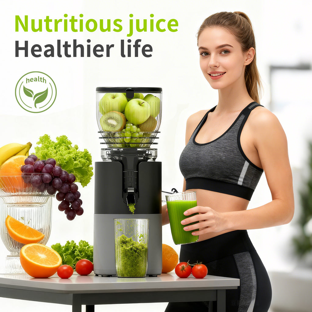 Genius Chef 6 Inch Feed Chute Cold Press Juicer for Whole Vegetables & Fruits