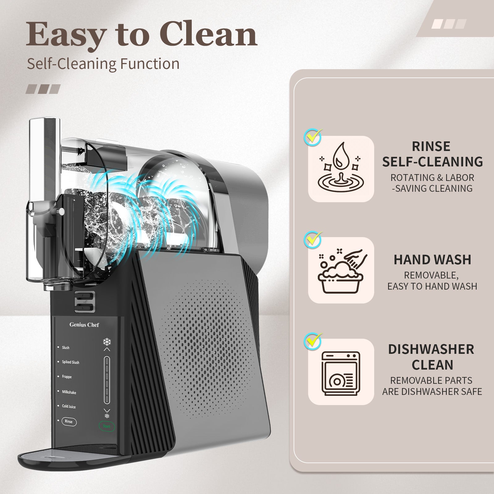 Genius Chef Slushy Machine for Home 6 Preset Programs Slushie Machine No Ice